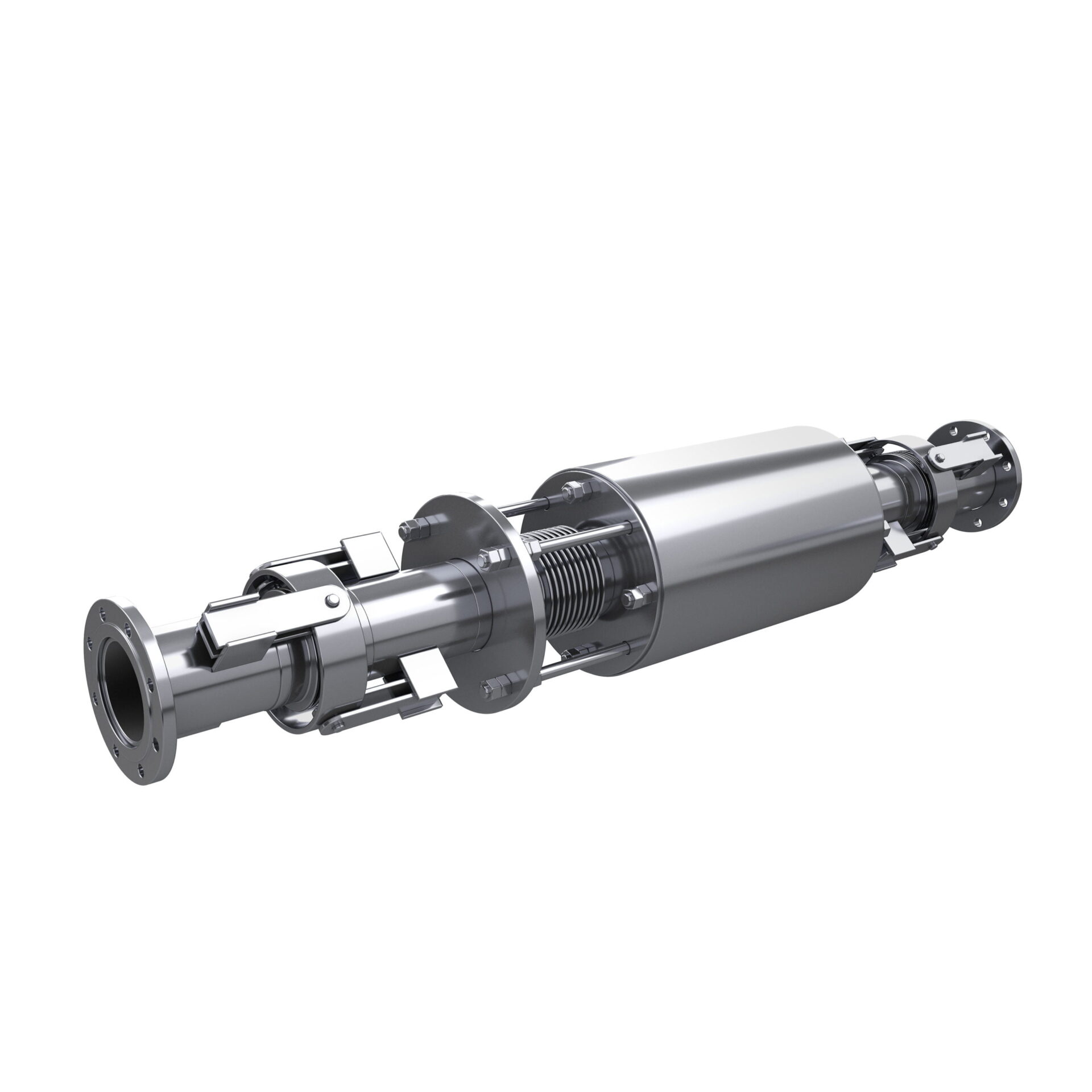 inline pressure balanced expansstion joint with integrated gimble joints
