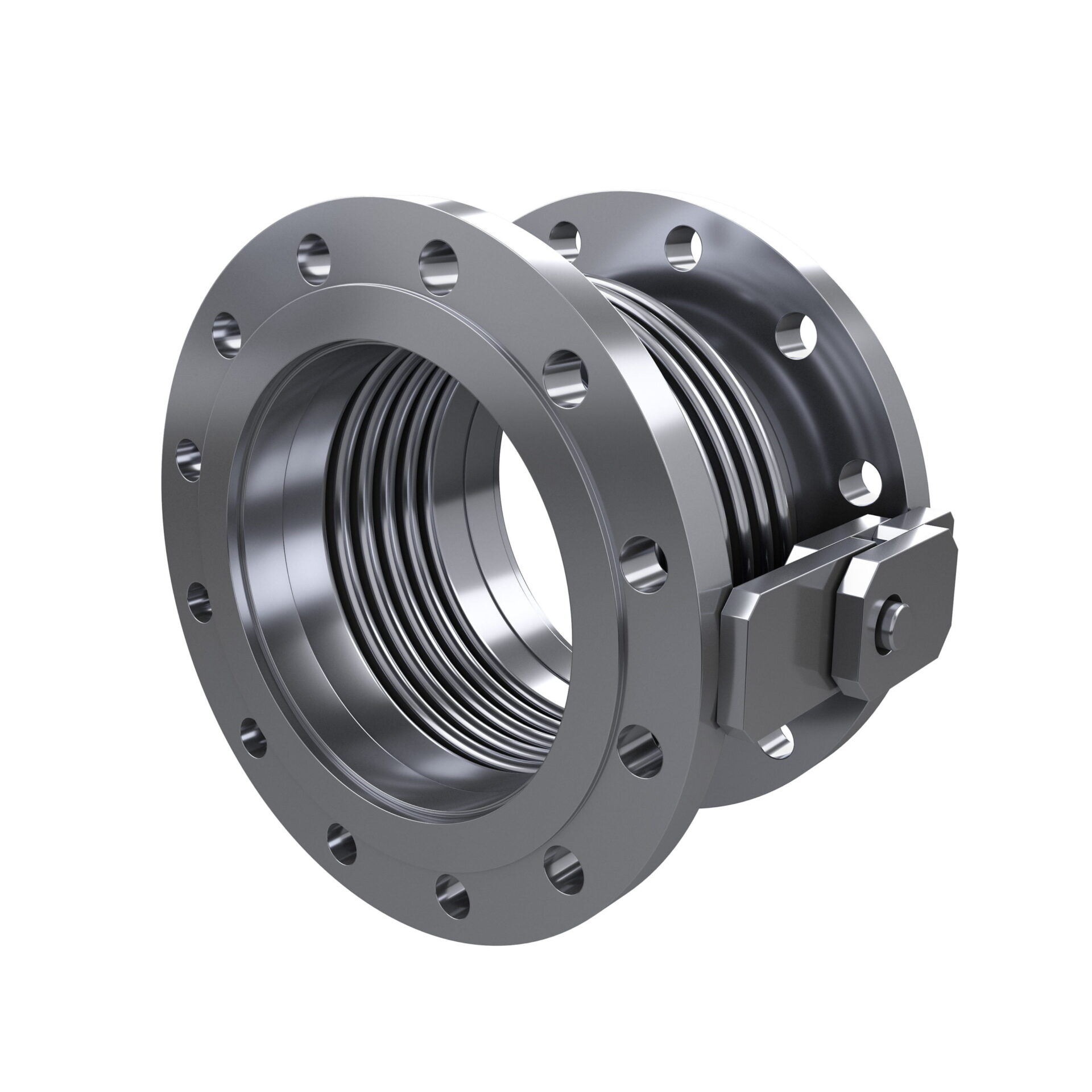 Single Hinged Expansion Joint with Flanges and Hinge Assembly