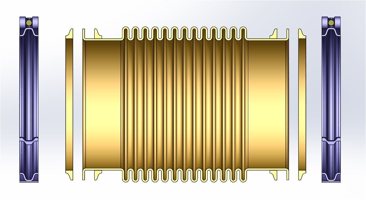 Floating flanges bellows 90 degree return section
