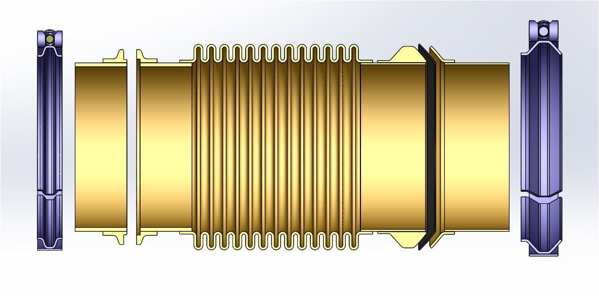 Machined welded flange bellows spherical sections